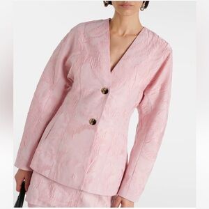 Ganni jacquard clique pink blazer shirt